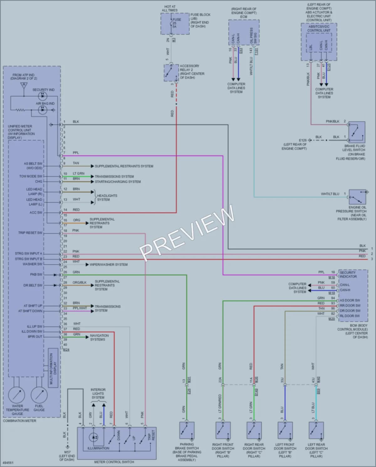 2016 Nissan TitanXD Instrument Cluster wiring diagram preview