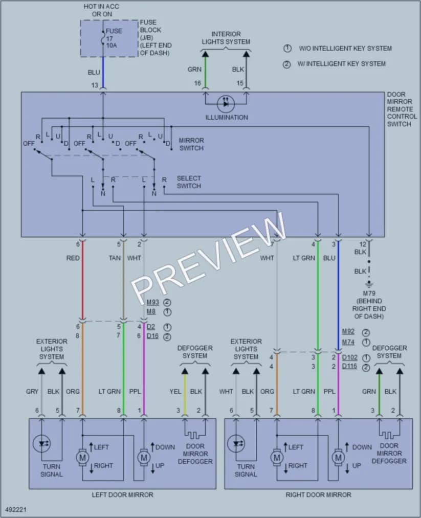 2016 Nissan Versa Power Mirrors wiring diagram preview