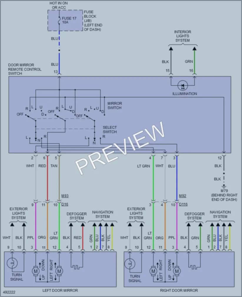 2016 Nissan VersaNote Power Mirrors wiring diagram preview