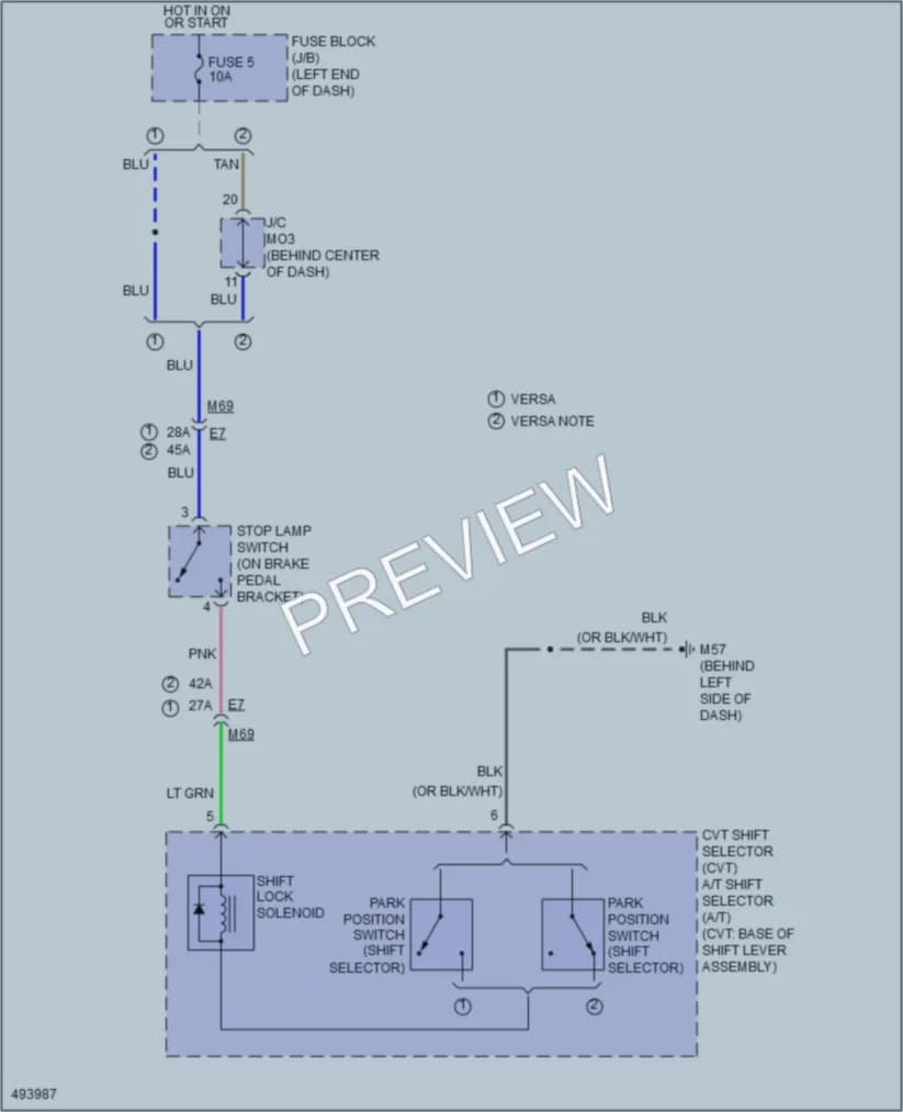 2016 Nissan VersaNote Shift Interlock wiring diagram preview