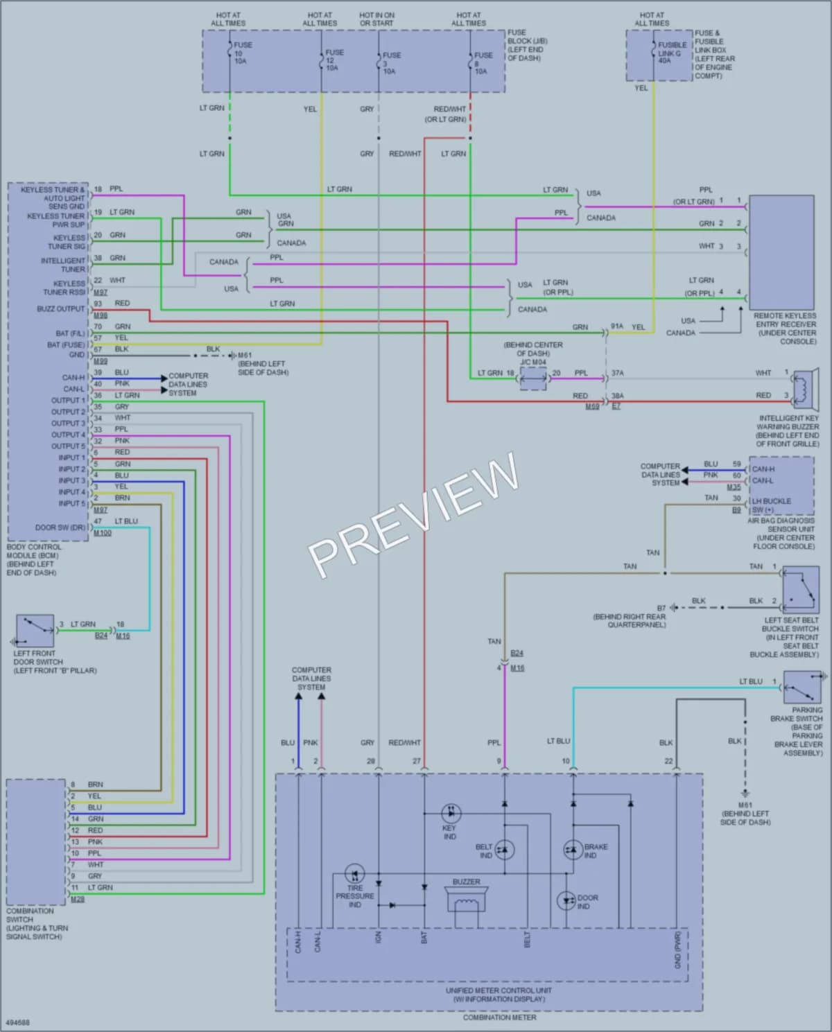 2016 Nissan VersaNote Warning Systems wiring diagram preview