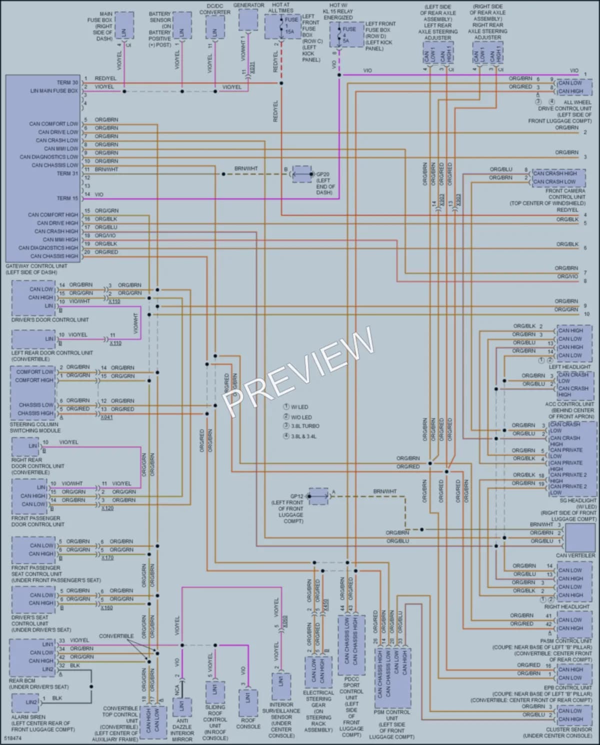 2016 Porsche 911 Computer Data Lines wiring diagram preview
