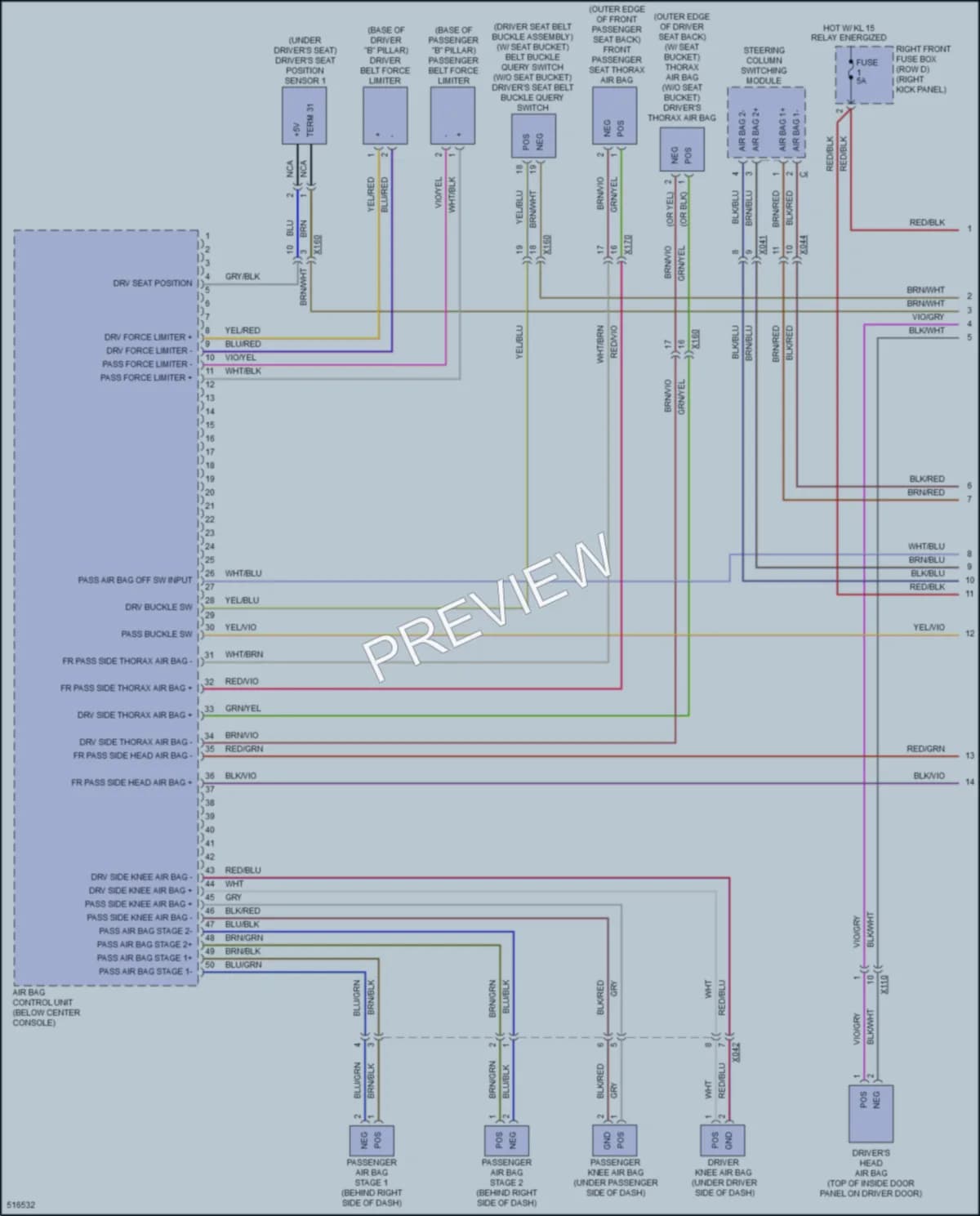 2016 Porsche 911 Supplemental Restraints wiring diagram preview