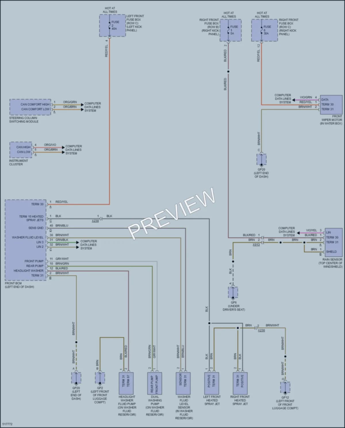 2016 Porsche 911 Wiper Washer wiring diagram preview