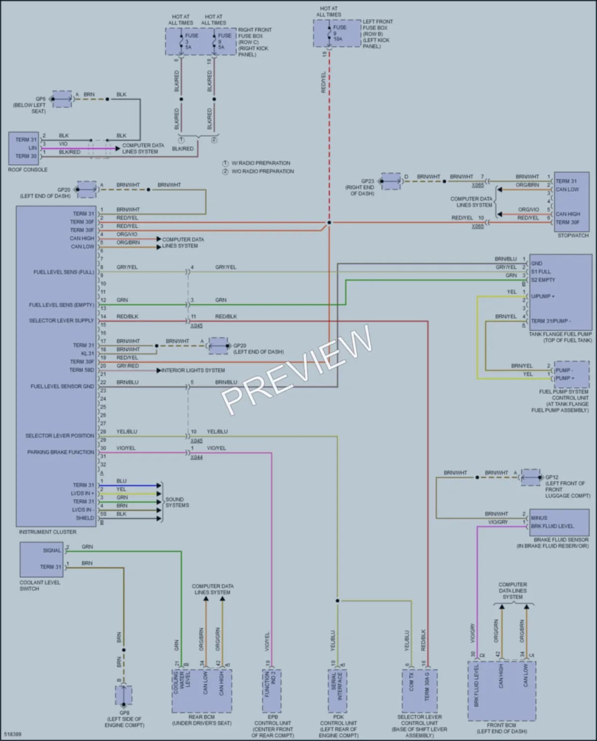 2016 Porsche Boxster Instrument Cluster wiring diagram preview