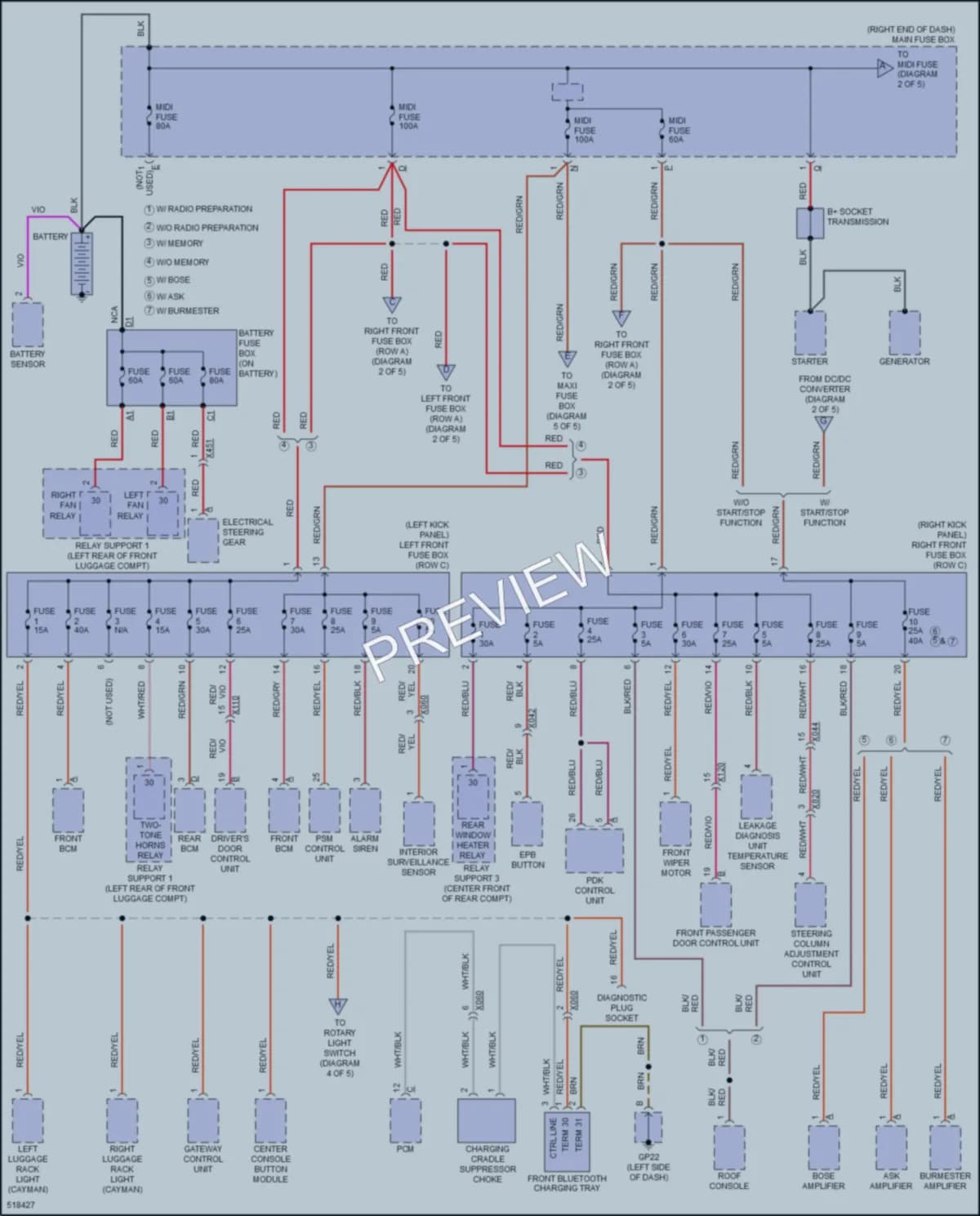 2016 Porsche Boxster Power Distribution wiring diagram preview