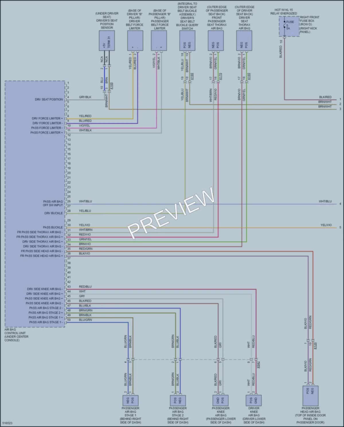 2016 Porsche Boxster Supplemental Restraints wiring diagram preview