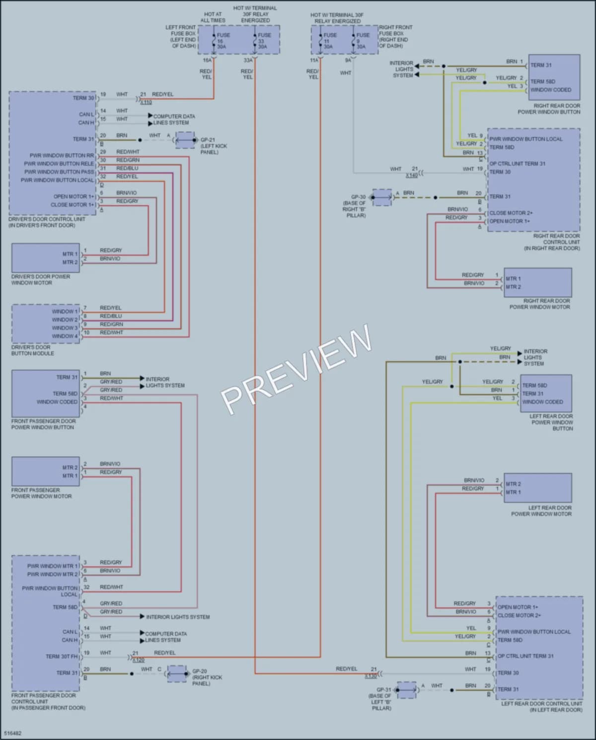 2016 Porsche Cayenne Power Windows wiring diagram preview