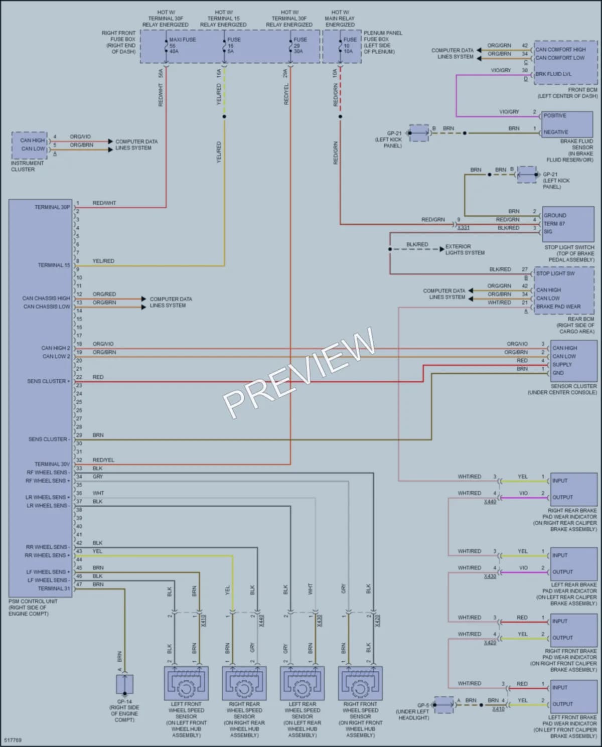 2016 Porsche CayenneHybrid Anti Lock Brakes wiring diagram preview