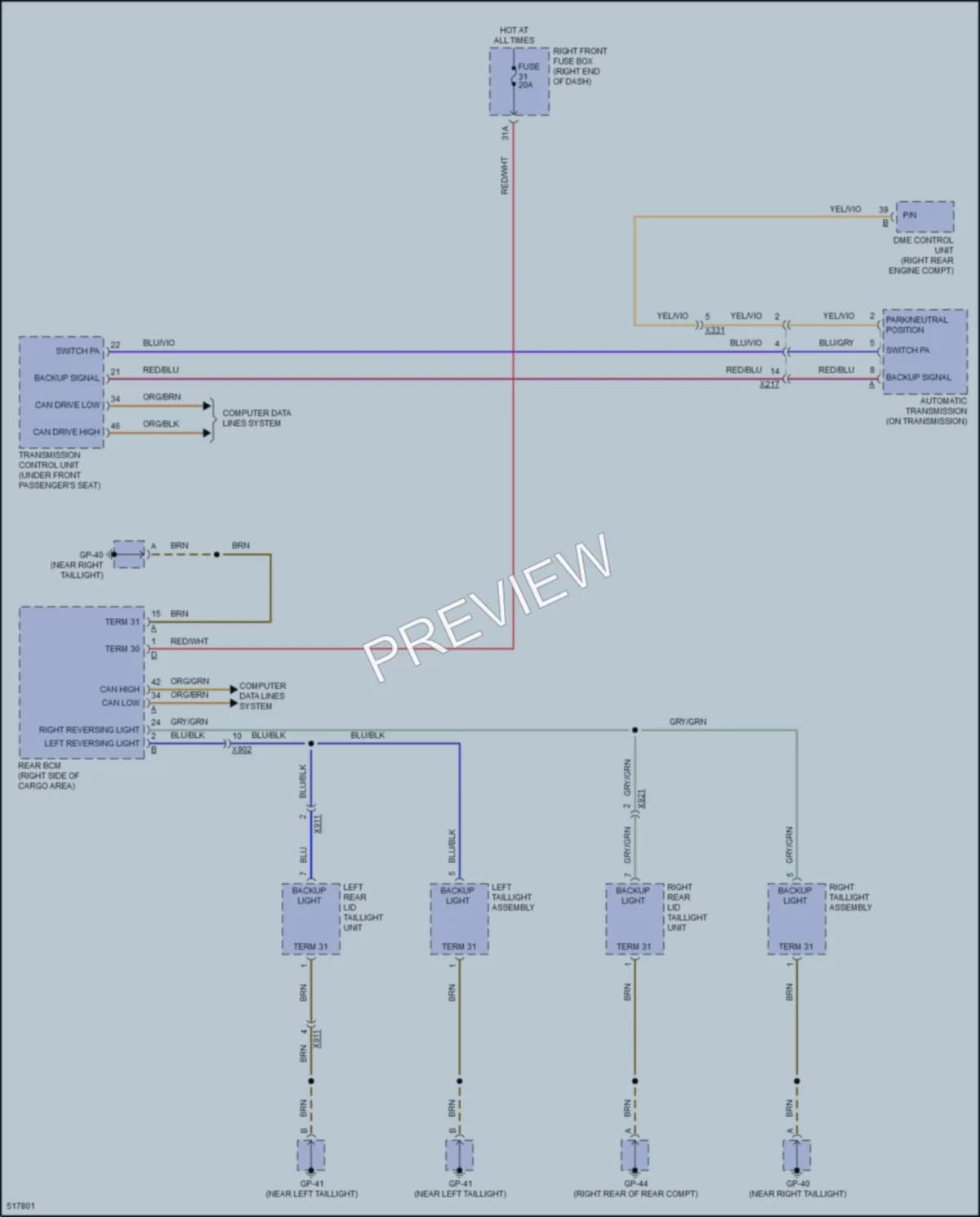2016 Porsche CayenneHybrid Exterior Lights wiring diagram preview