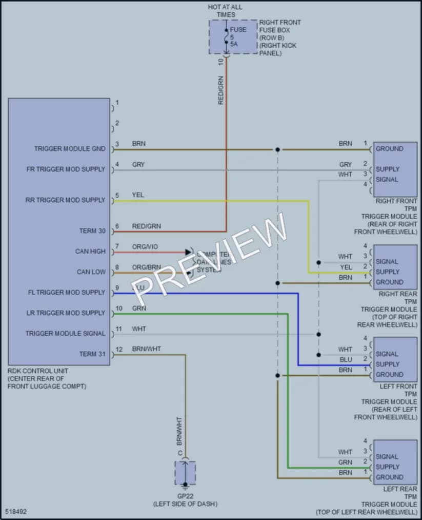 2016 Porsche Cayman Warning Systems wiring diagram preview