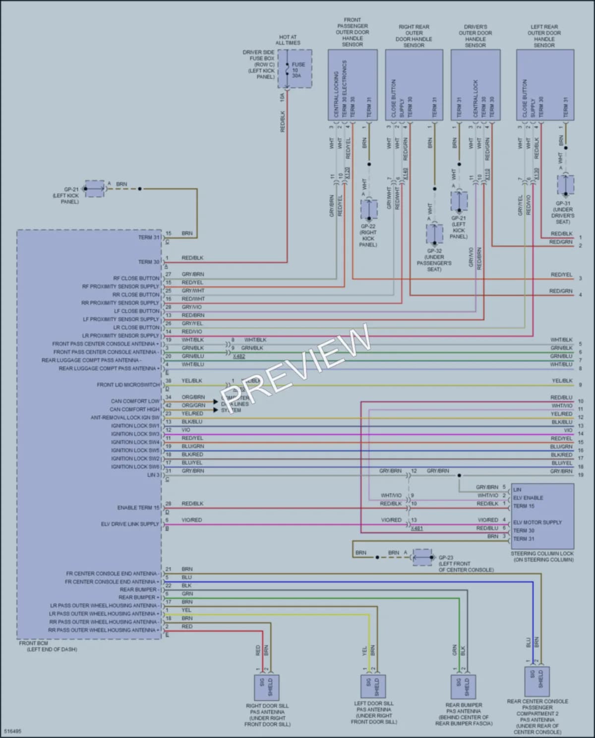 2016 Porsche Macan Power Door Locks wiring diagram preview