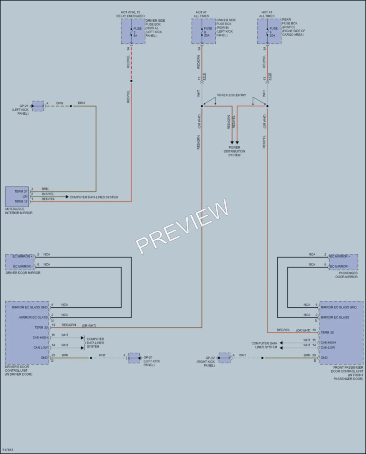 2016 Porsche Macan Power Mirrors wiring diagram preview