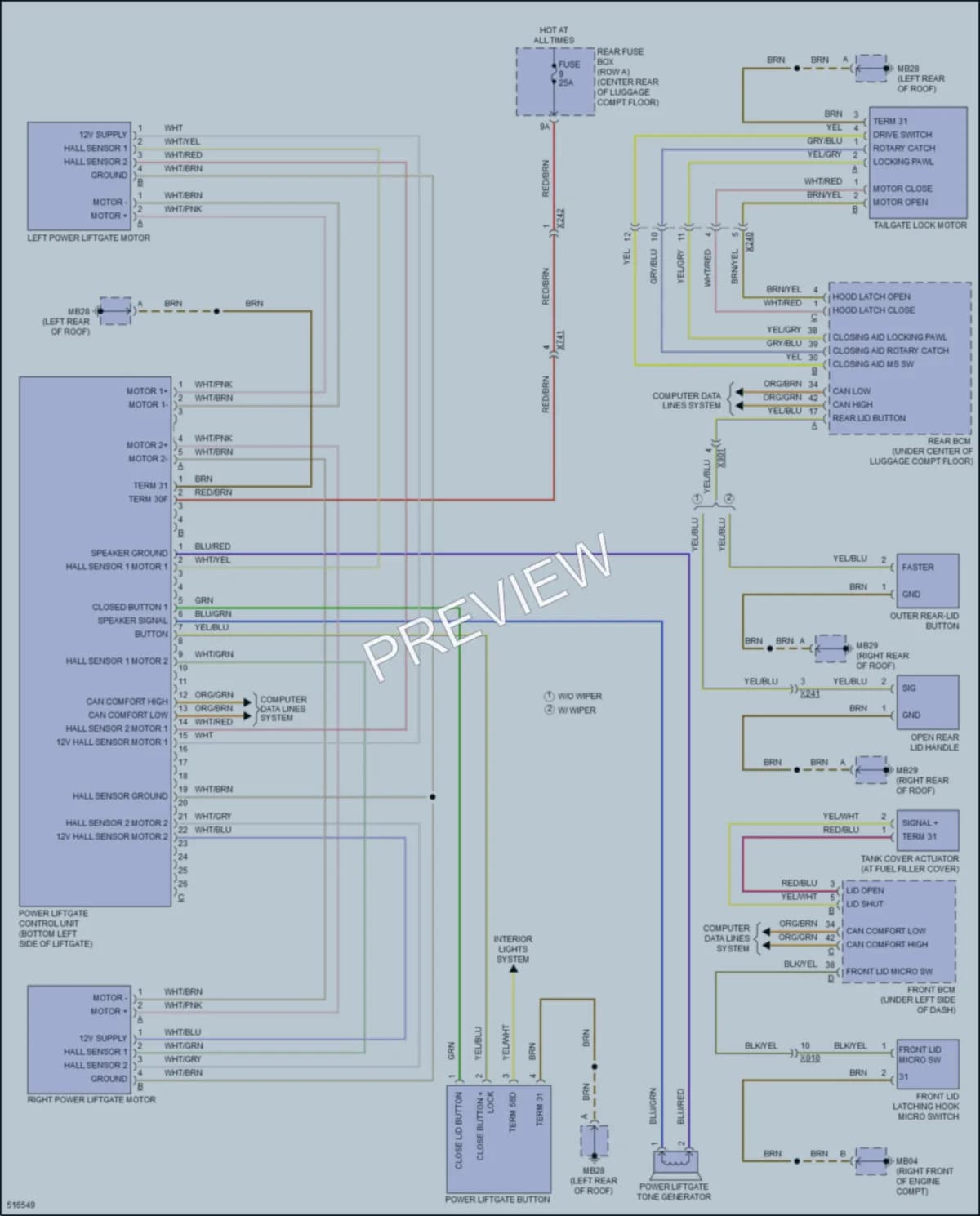 2016 Porsche Panamera Trunk Tailgate Fuel Door wiring diagram preview