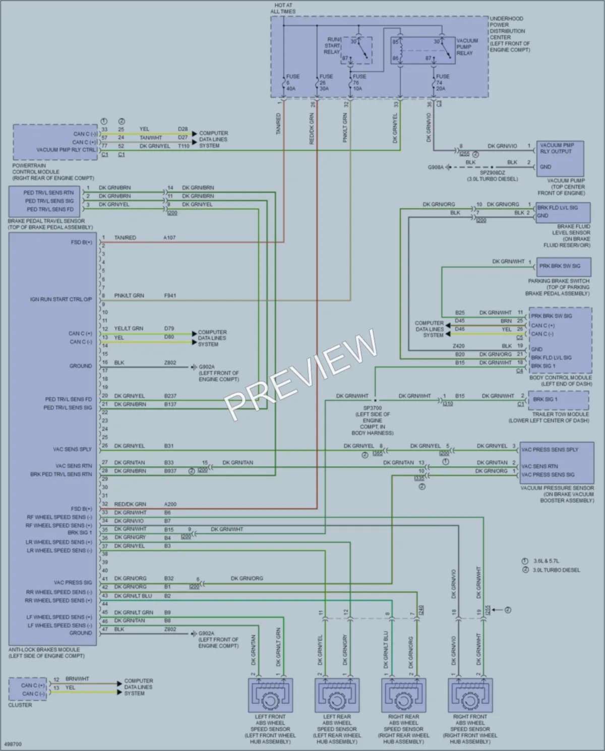 2016 Ram 1500Pickup Anti Lock Brakes wiring diagram preview
