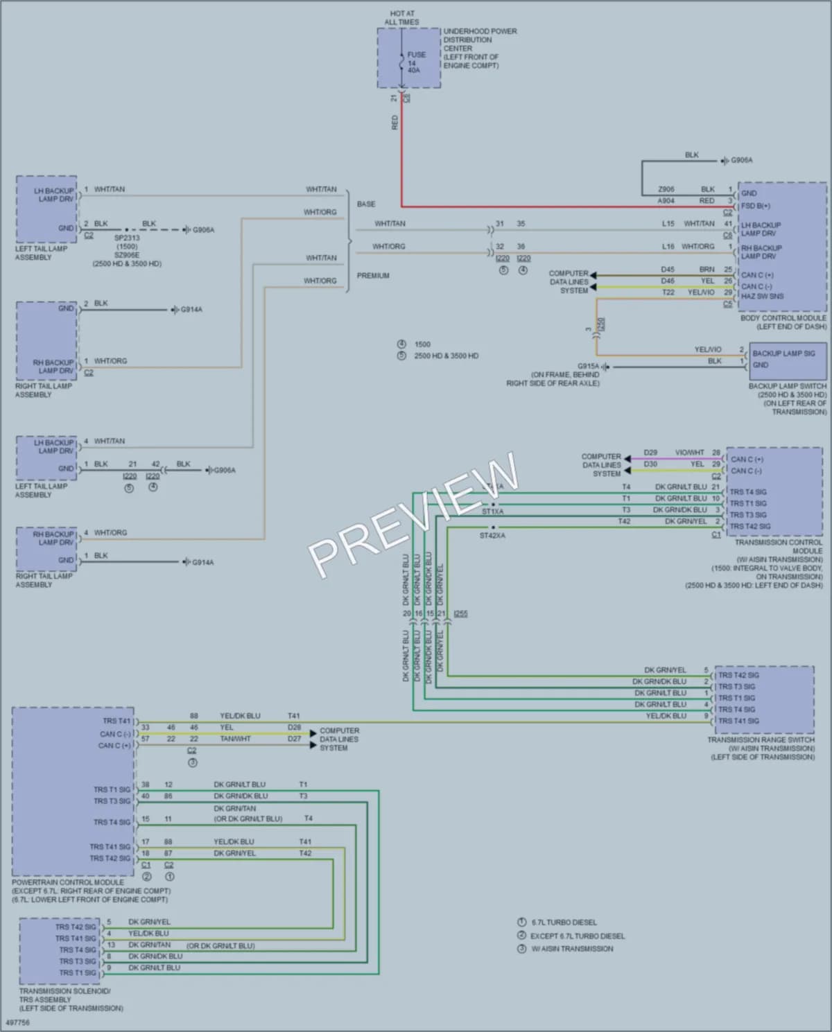 2016 Ram 1500Pickup Exterior Lights wiring diagram preview
