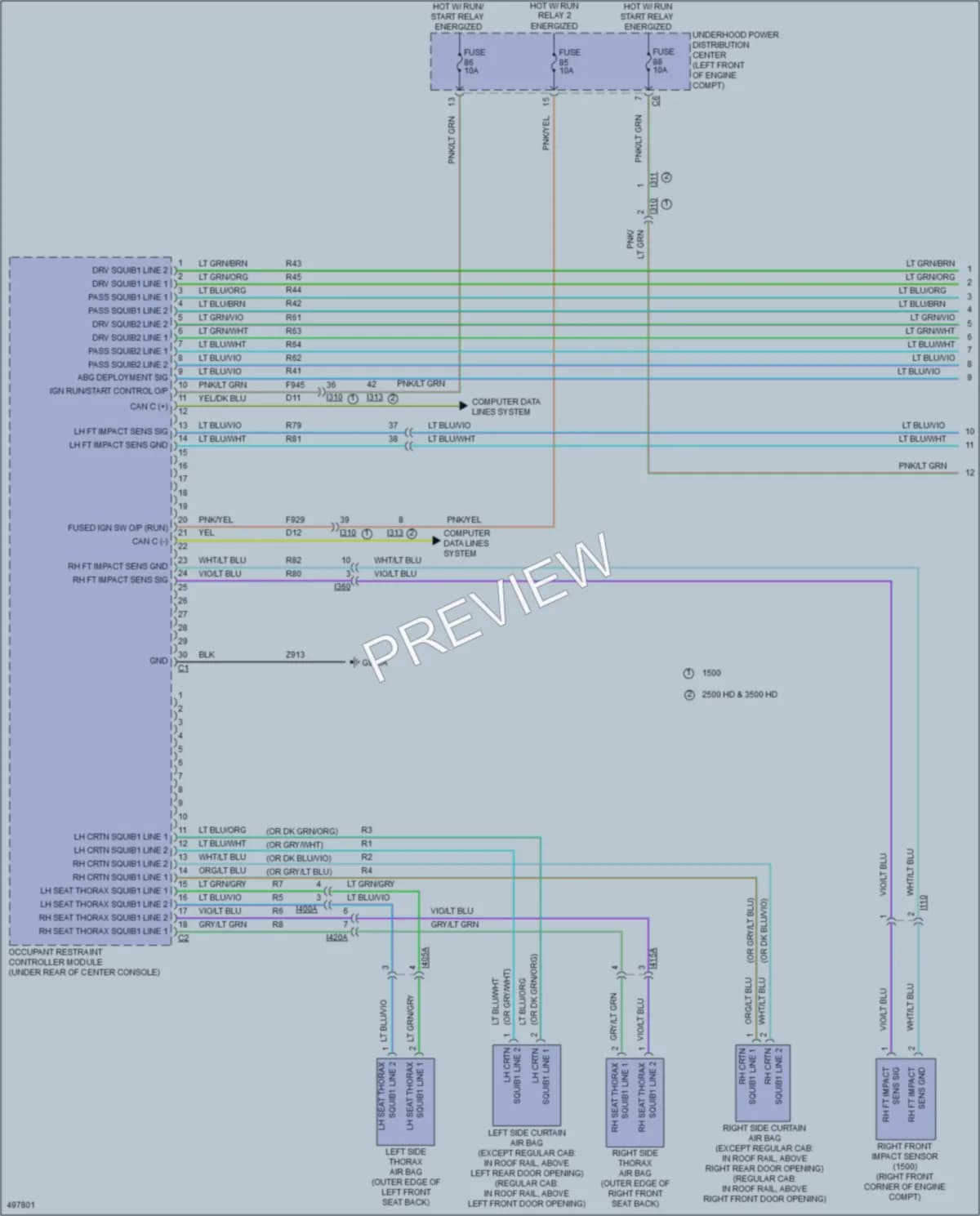 2016 Ram 1500Pickup Supplemental Restraints wiring diagram preview