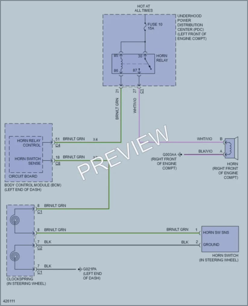 2016 Ram 1500ProMaster Horn wiring diagram preview