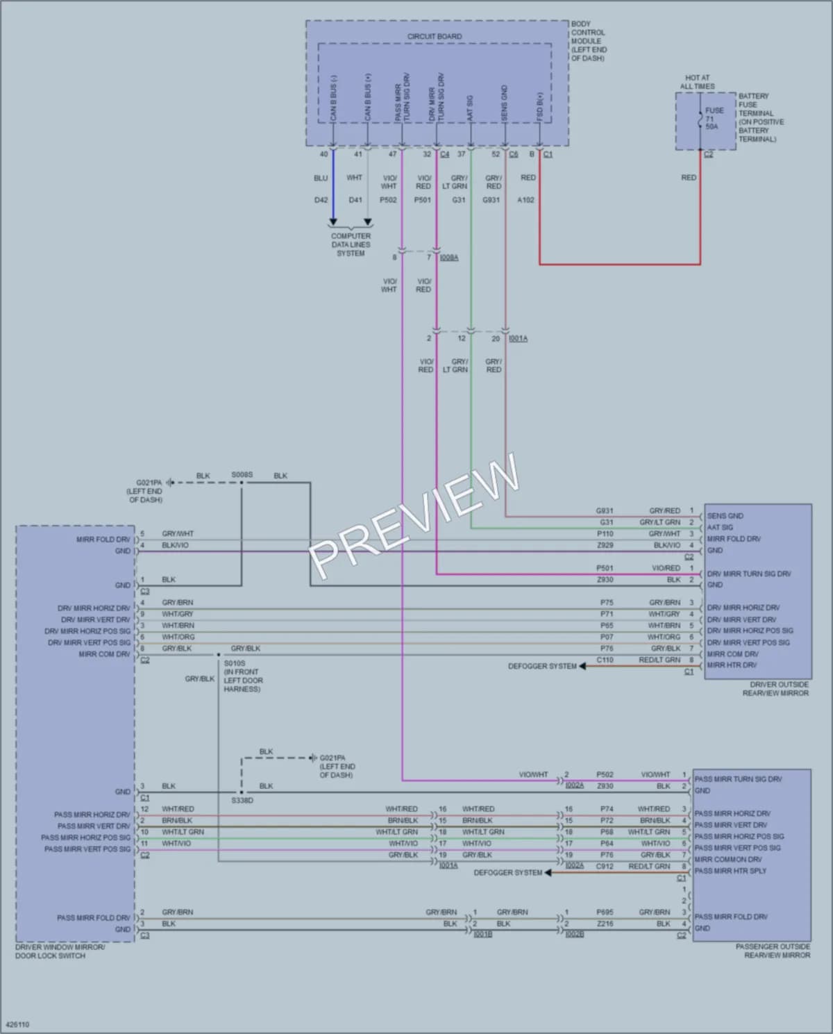 2016 Ram 1500ProMaster Power Mirrors wiring diagram preview