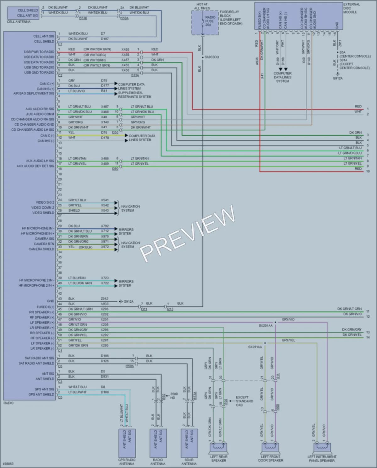 2016 Ram 2500Pickup Radio wiring diagram preview