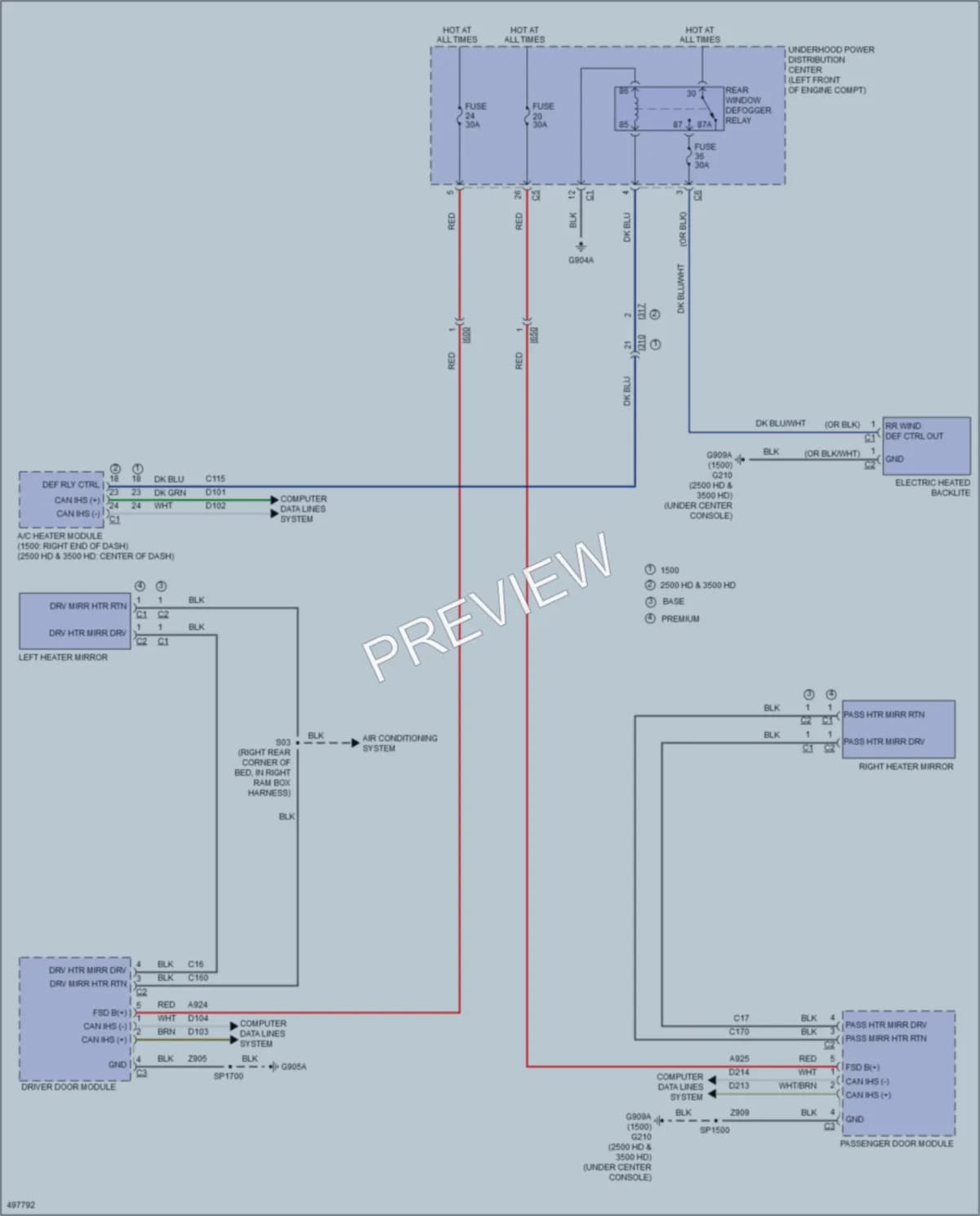 2016 Ram 3500Pickup Defoggers wiring diagram preview