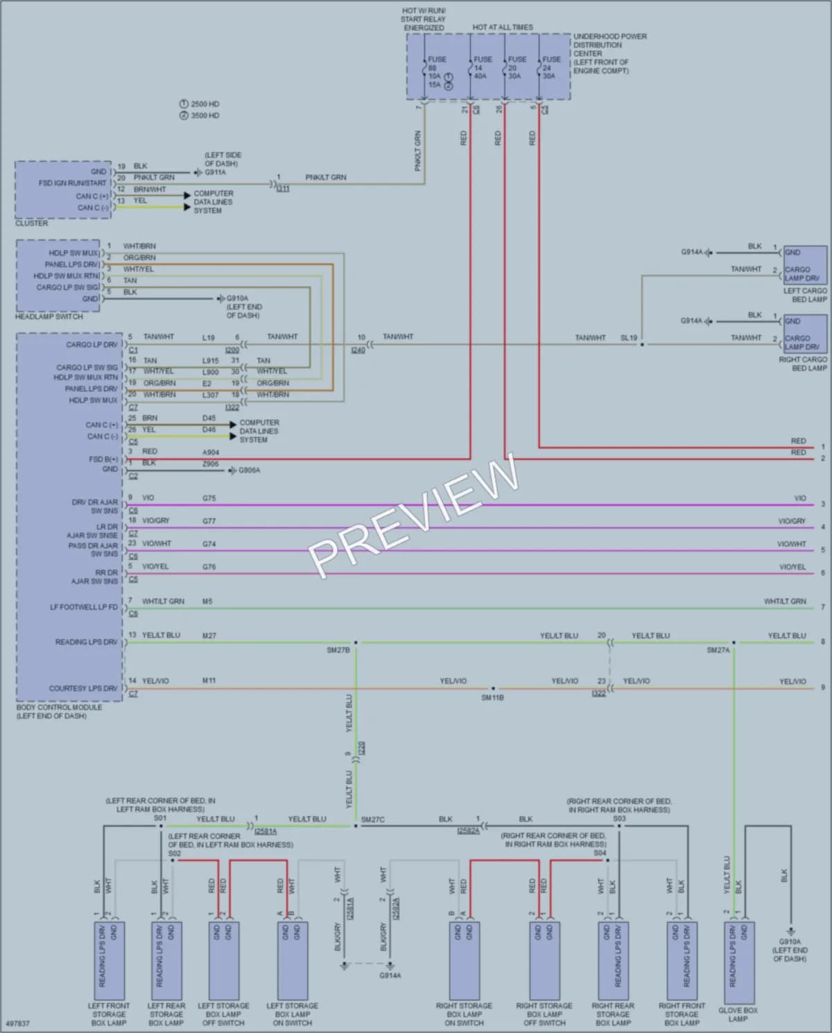 2016 Ram 3500Pickup Interior Lights wiring diagram preview