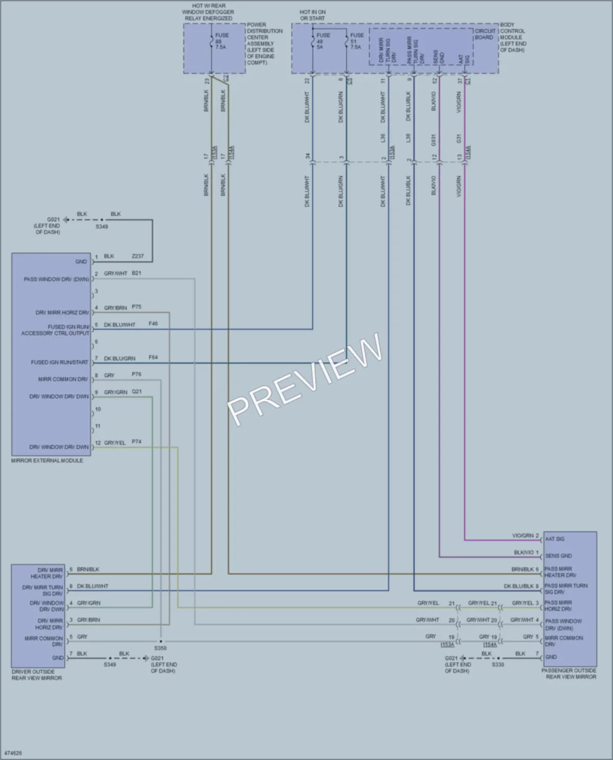 2016 Ram ProMasterCity Power Mirrors wiring diagram preview