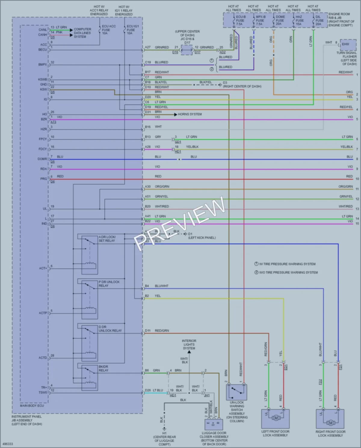 2016 Scion FRS Power Door Locks wiring diagram preview
