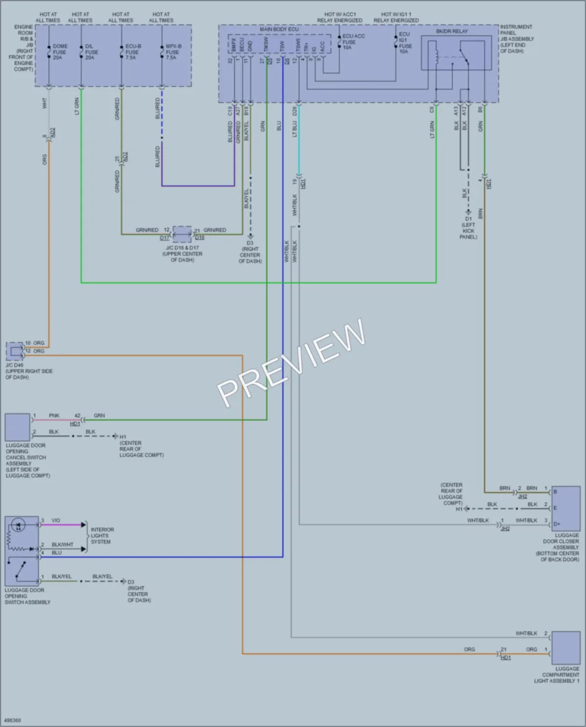 2016 Scion FRS Trunk Tailgate Fuel Door wiring diagram preview