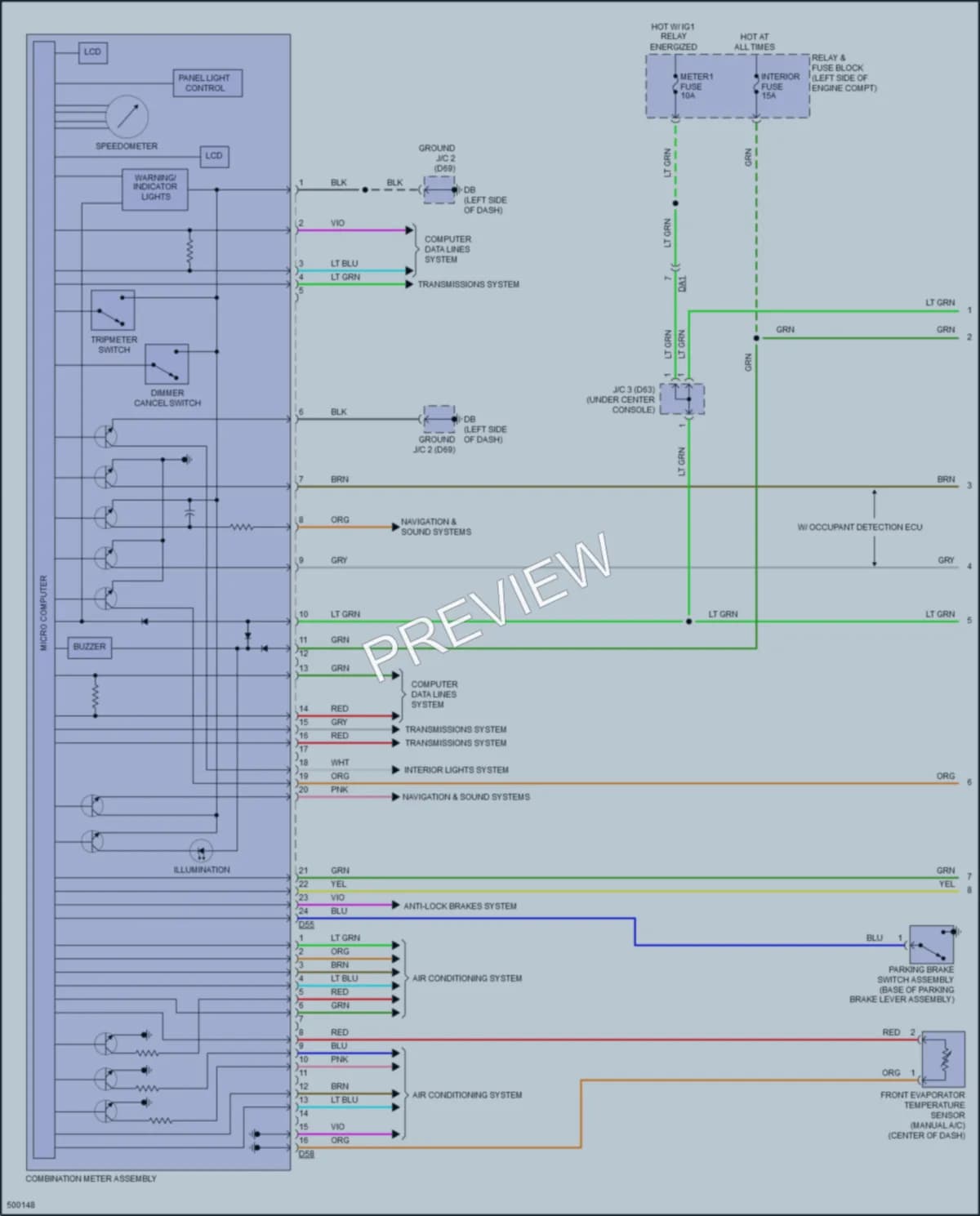2016 Scion iA Instrument Cluster wiring diagram preview