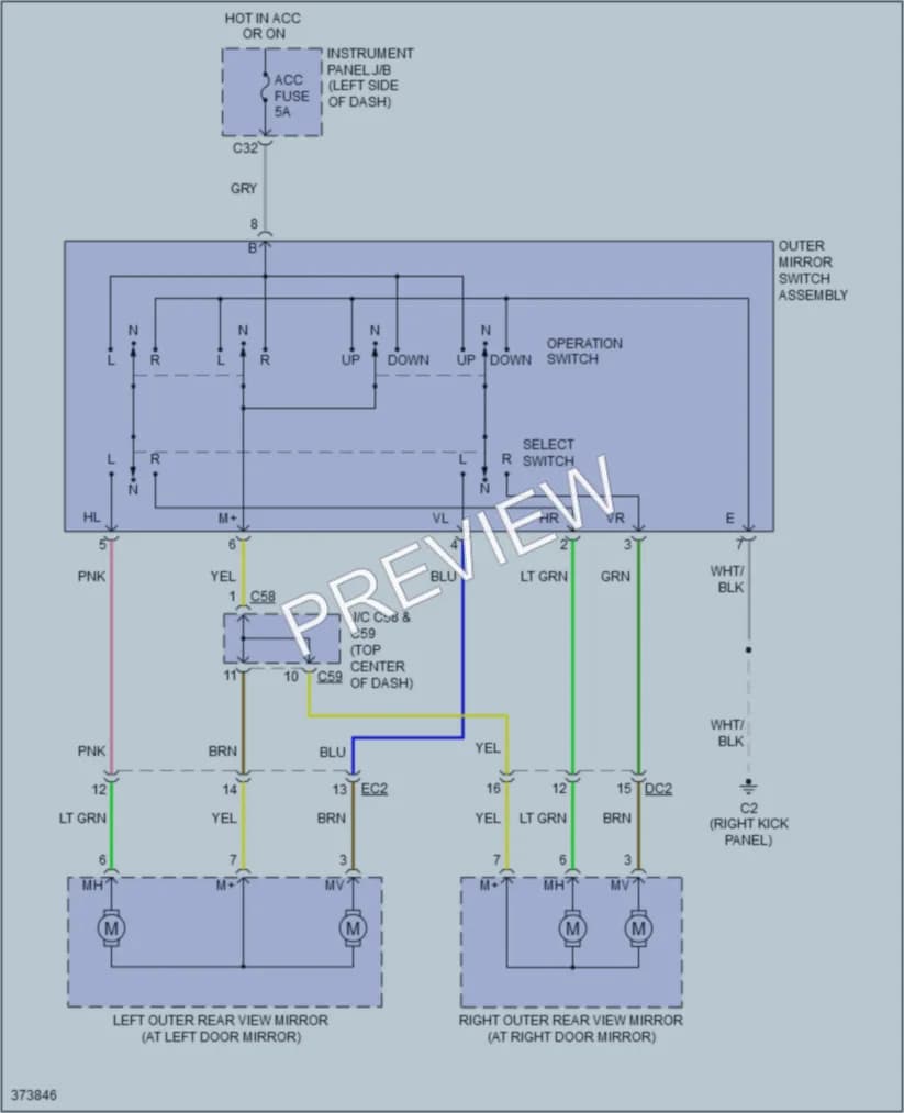 2016 Scion tC Power Mirrors wiring diagram preview