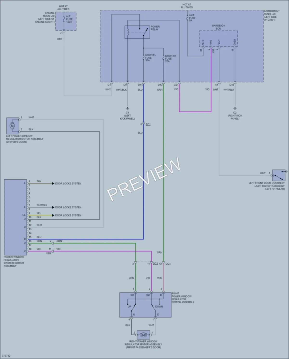 2016 Scion tC Power Windows wiring diagram preview