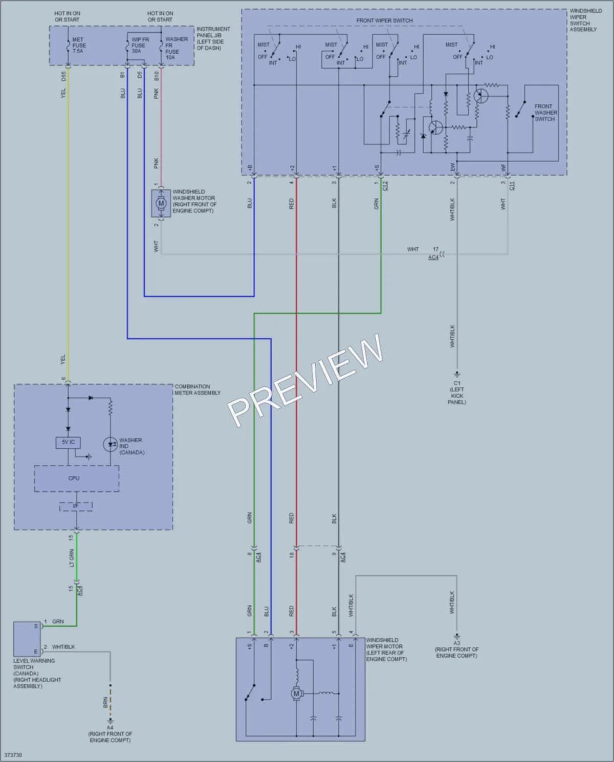 2016 Scion tC Wiper Washer wiring diagram preview