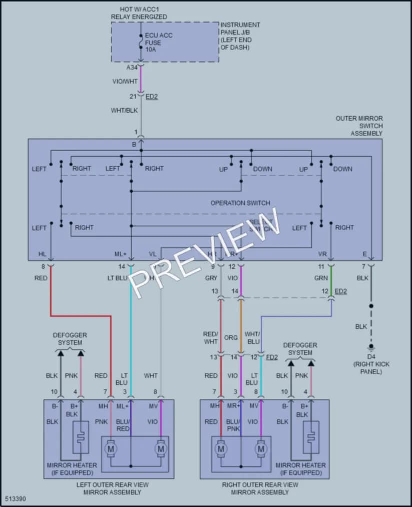 2016 Subaru BRZ Power Mirrors wiring diagram preview