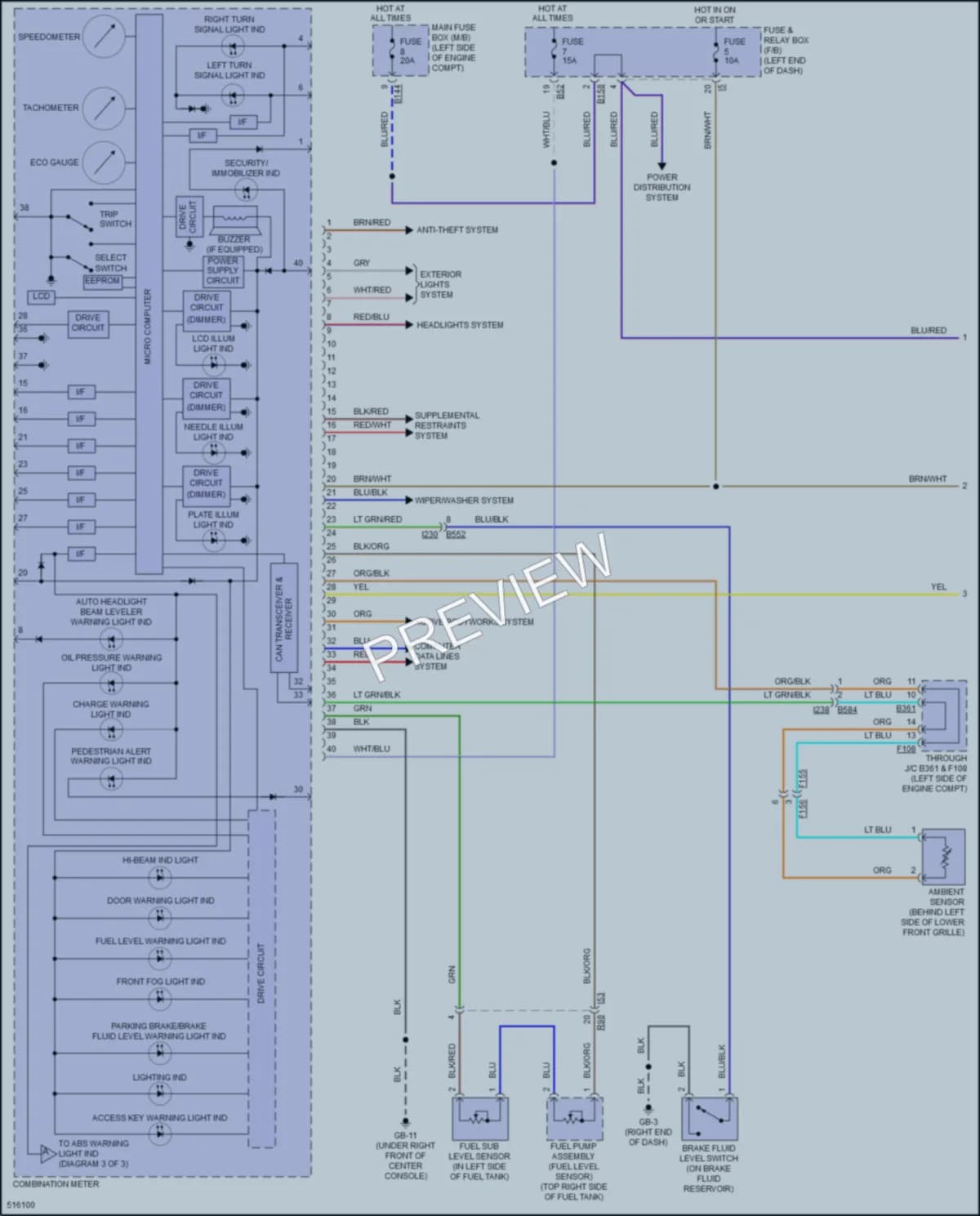 2016 Subaru Crosstrek Instrument Cluster wiring diagram preview