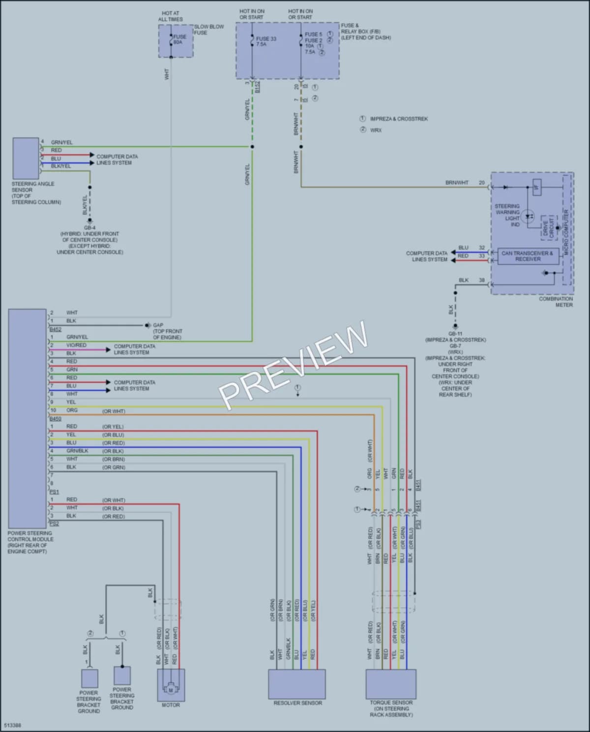 2016 Subaru CrosstrekHybrid Electronic Power Steering wiring diagram preview