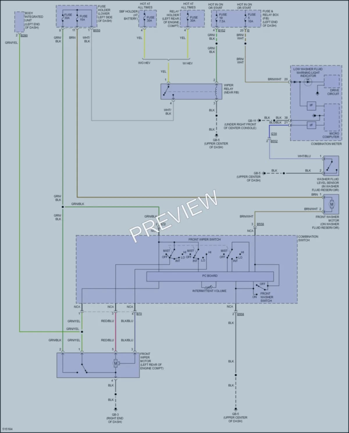 2016 Subaru CrosstrekHybrid Wiper Washer wiring diagram preview