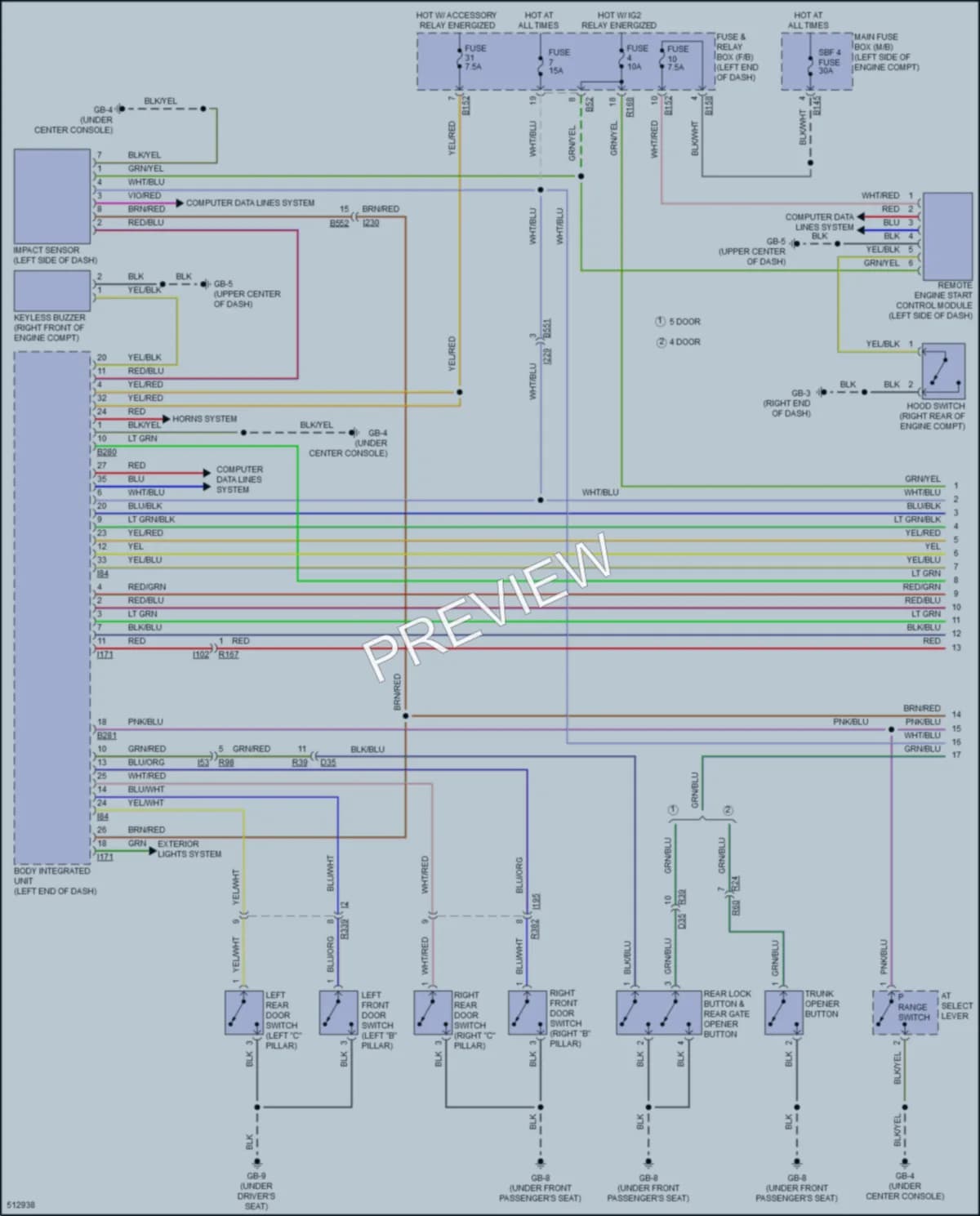 2016 Subaru Impreza Power Door Locks wiring diagram preview