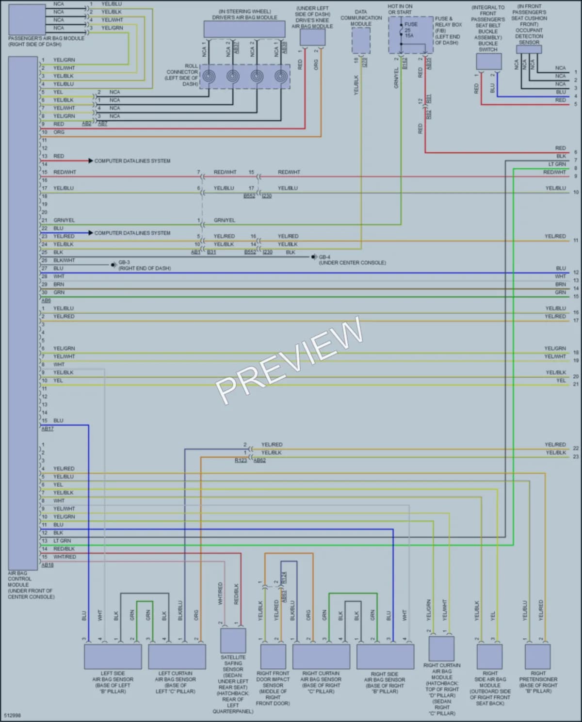 2016 Subaru Impreza Supplemental Restraints wiring diagram preview