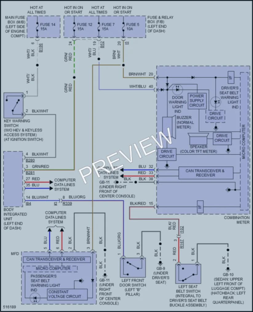 2016 Subaru Impreza Warning Systems wiring diagram preview