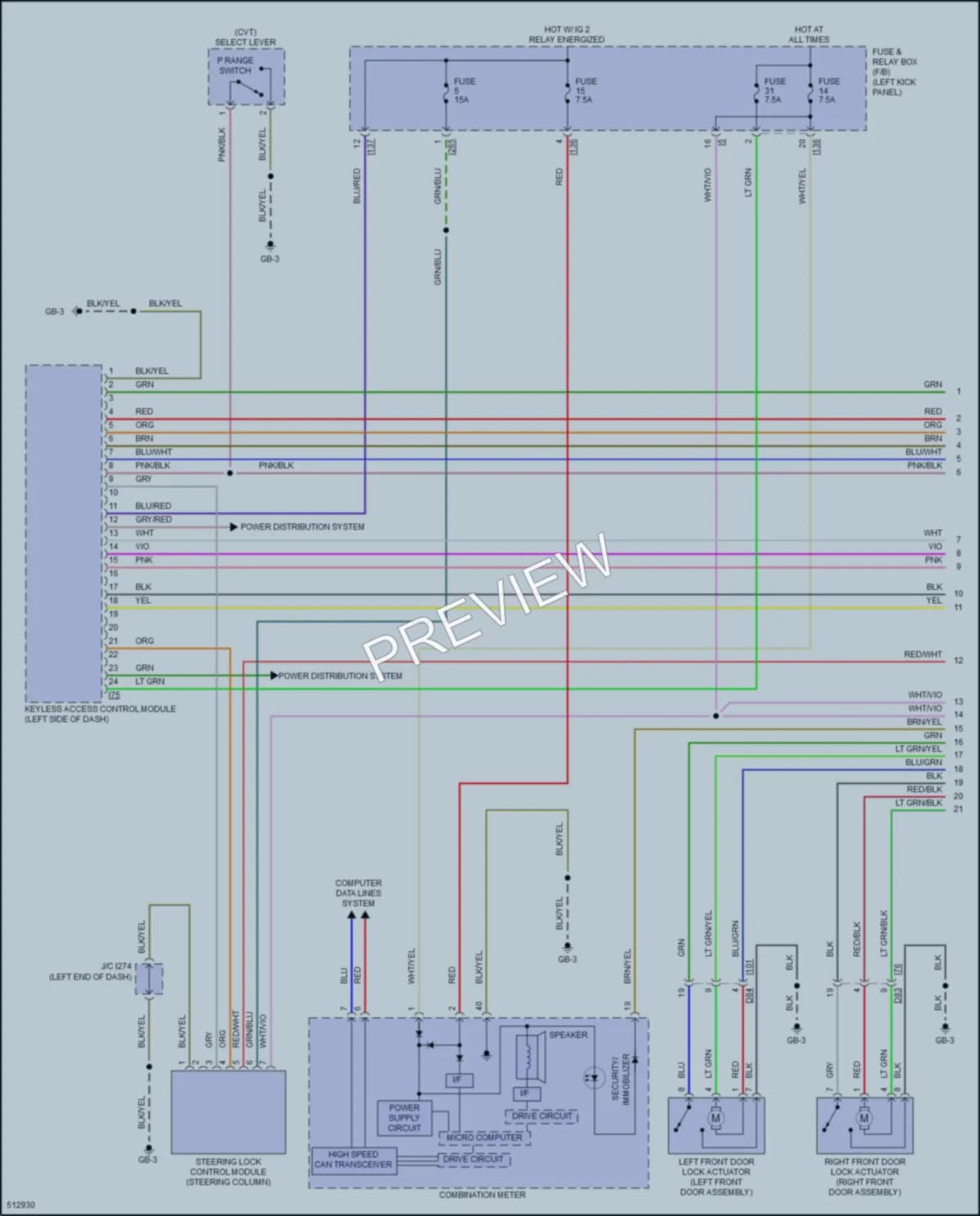 2016 Subaru Outback Power Door Locks wiring diagram preview