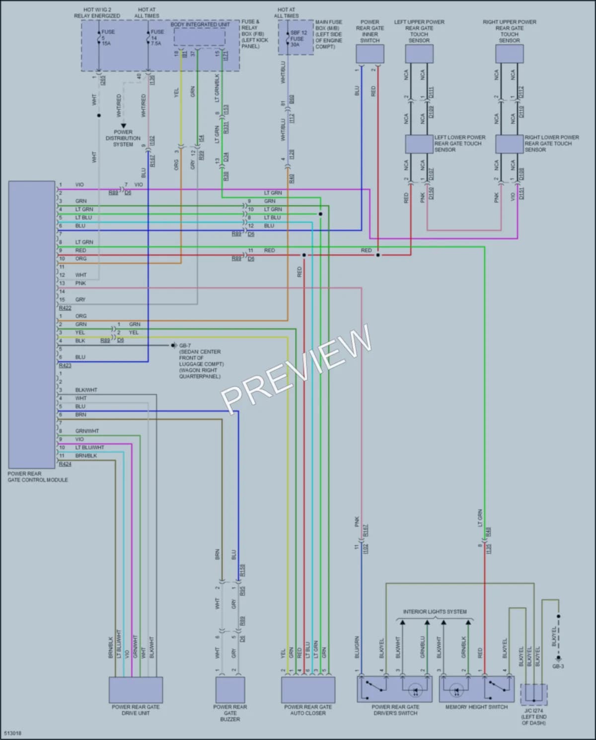2016 Subaru Outback Trunk Tailgate Fuel Door wiring diagram preview