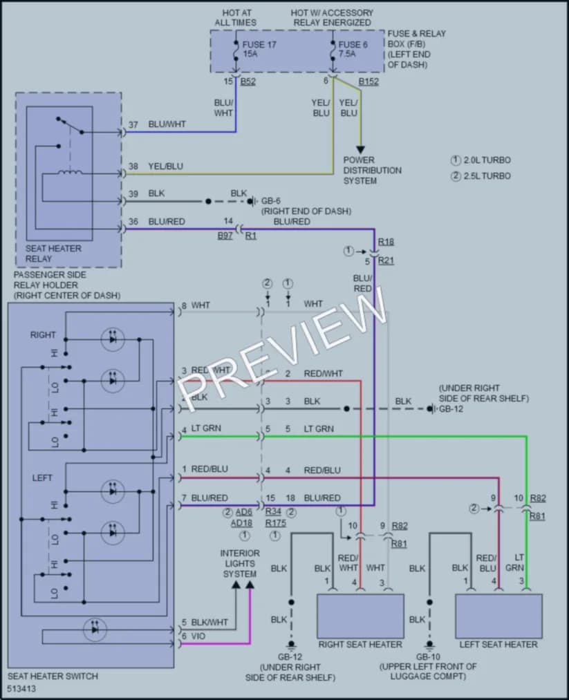 2016 Subaru WRX Power Seats wiring diagram preview