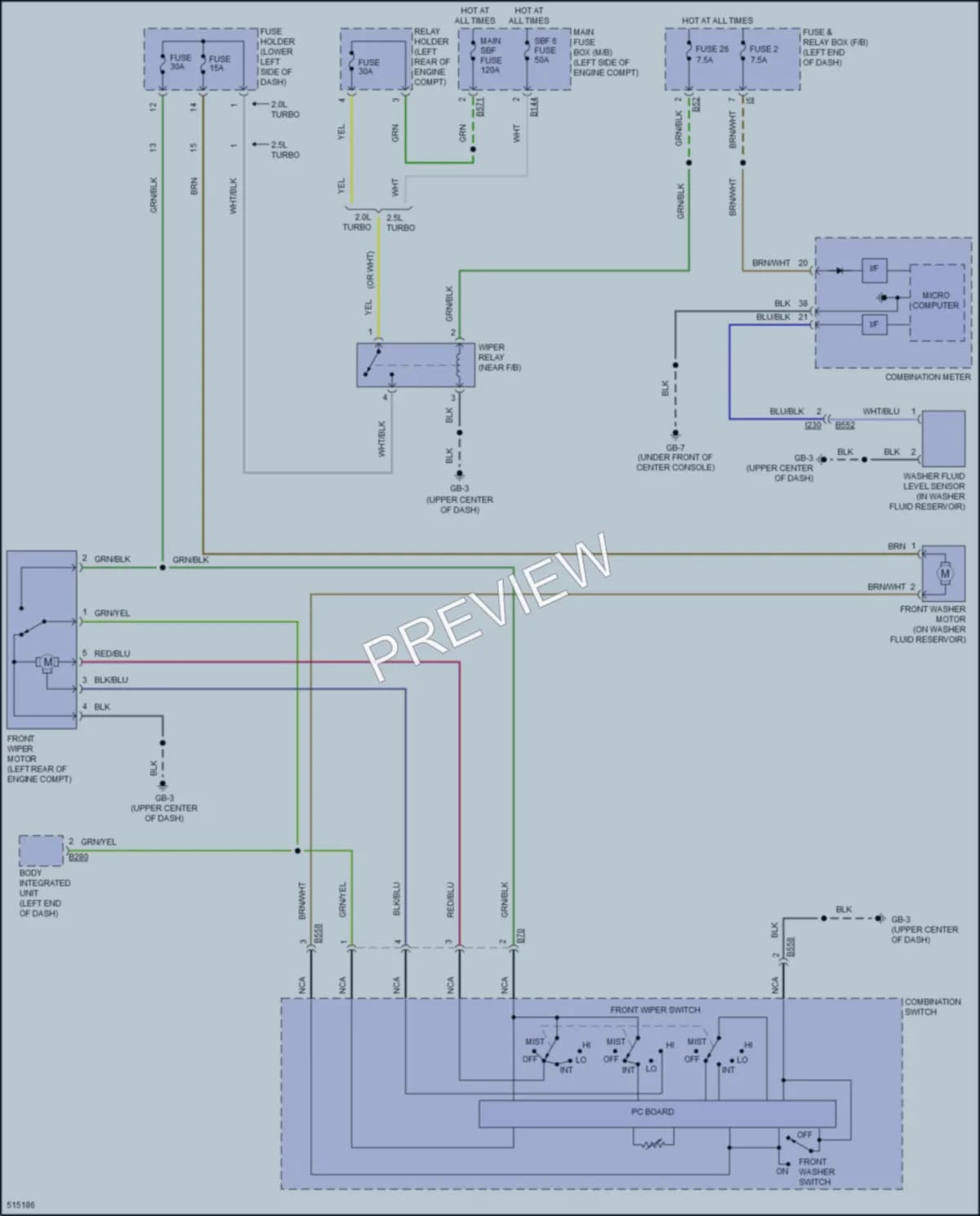2016 Subaru WRX Wiper Washer wiring diagram preview