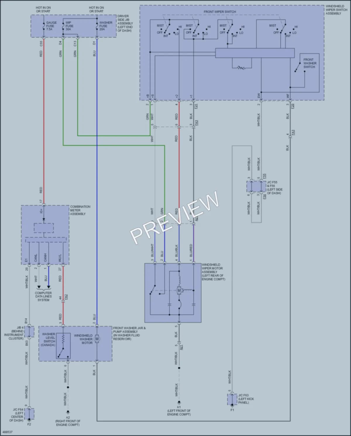 2016 Toyota 4Runner Wiper Washer wiring diagram preview