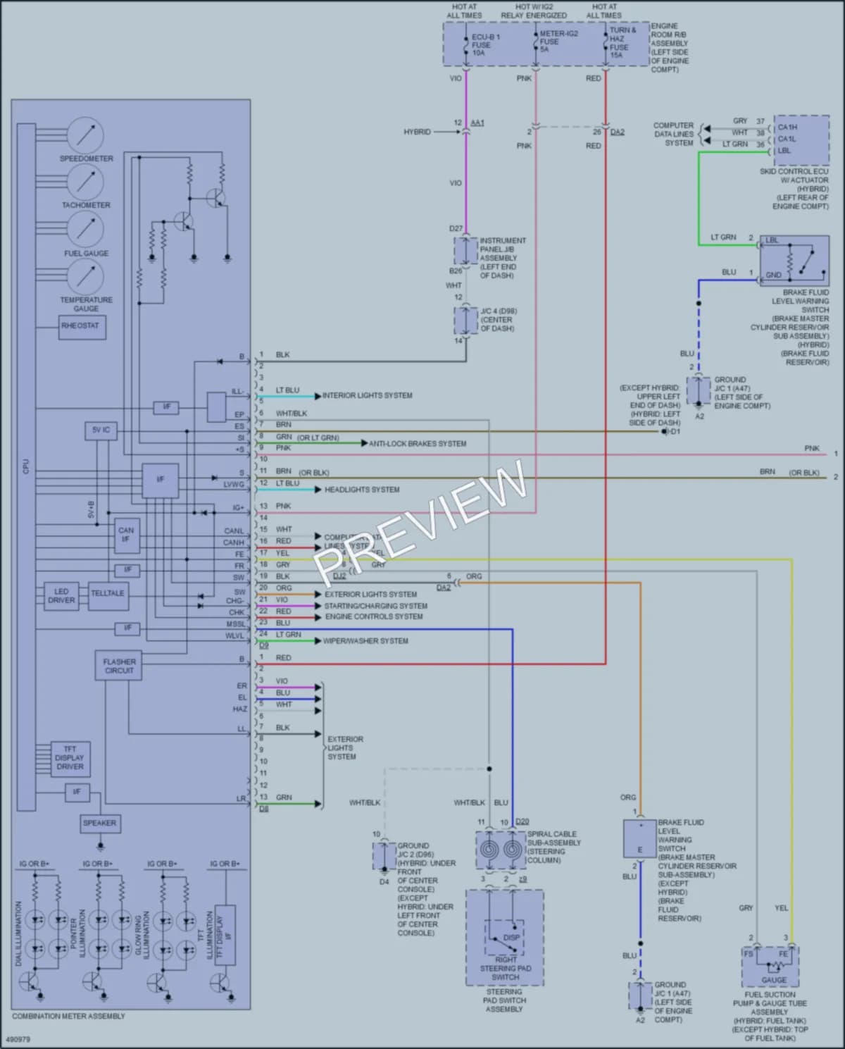2016 Toyota Avalon Instrument Cluster wiring diagram preview