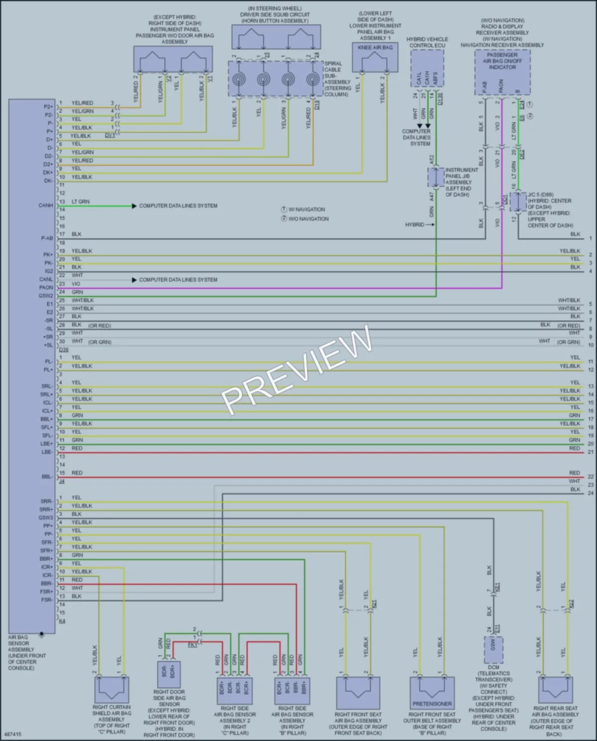 2016 Toyota Avalon Supplemental Restraints wiring diagram preview