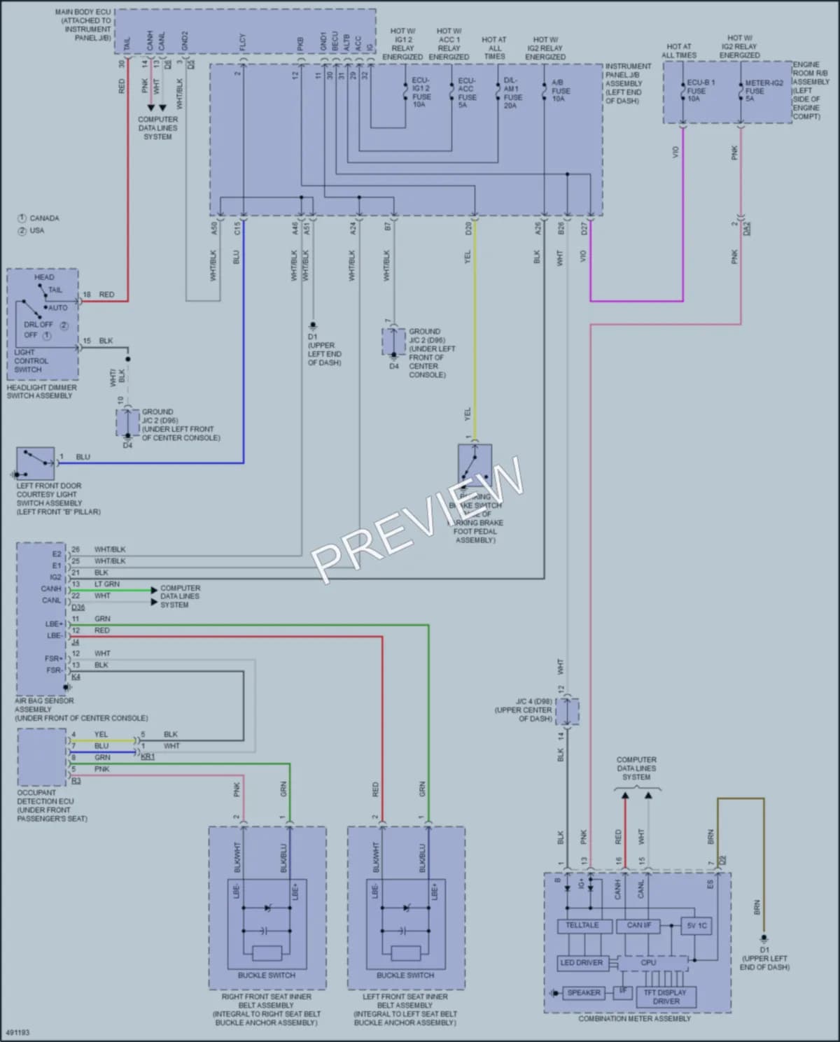 2016 Toyota AvalonHybrid Warning Systems wiring diagram preview