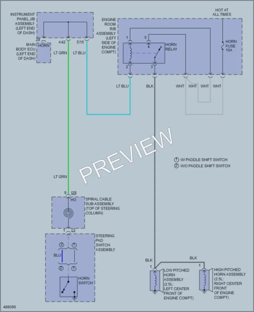 2016 Toyota Camry Horn wiring diagram preview