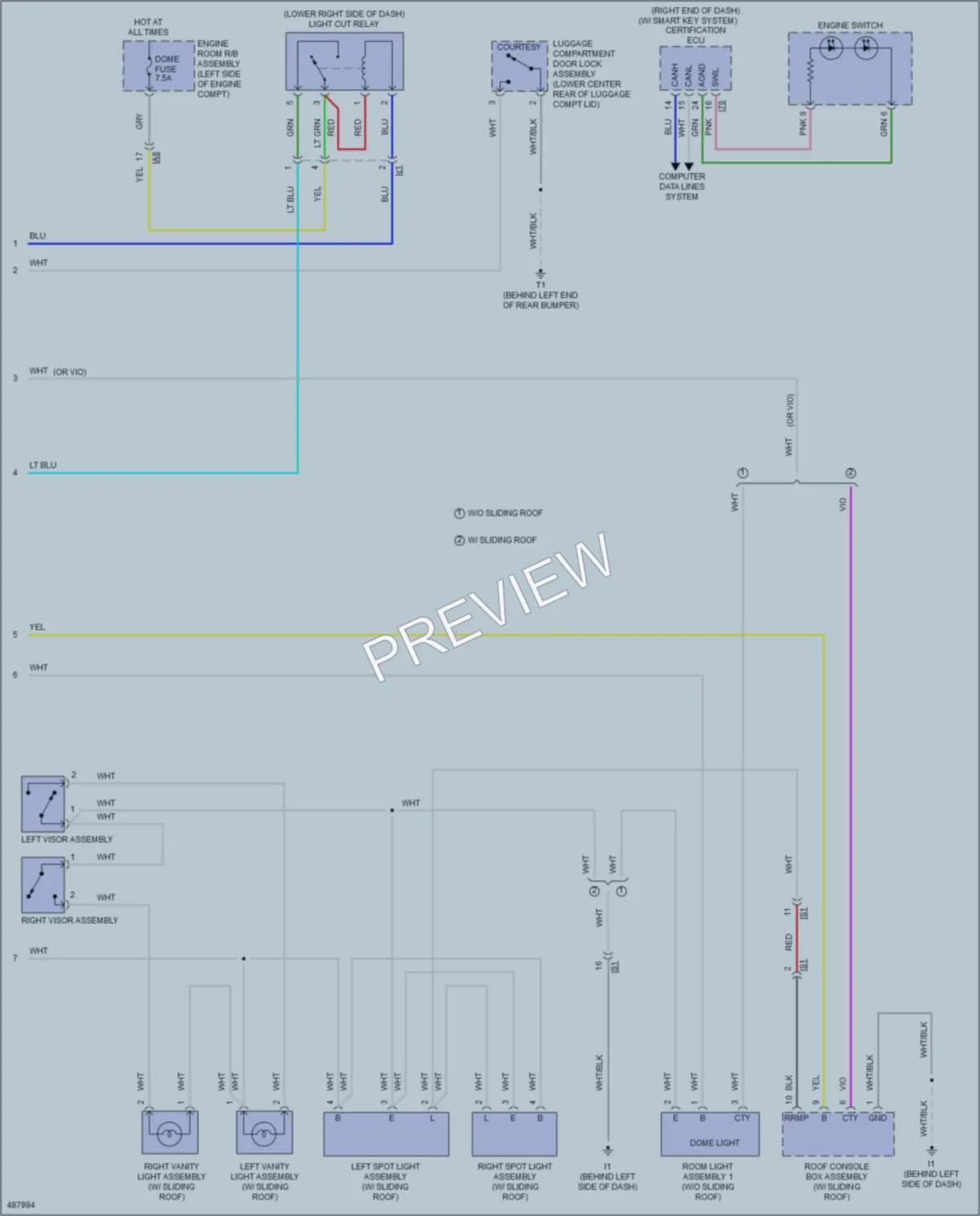 2016 Toyota CamryHybrid Interior Lights wiring diagram preview